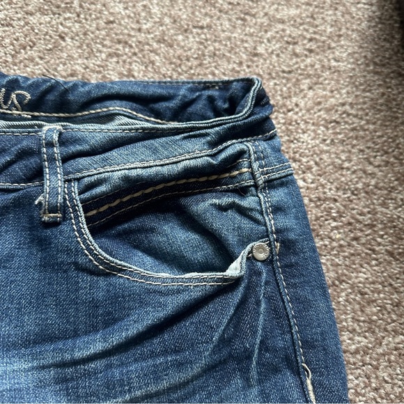 Y2K Almost Famous Distressed Low Rise Blue Denim Bootcut Jeans Juniors Size 9 - Picture 5 of 16